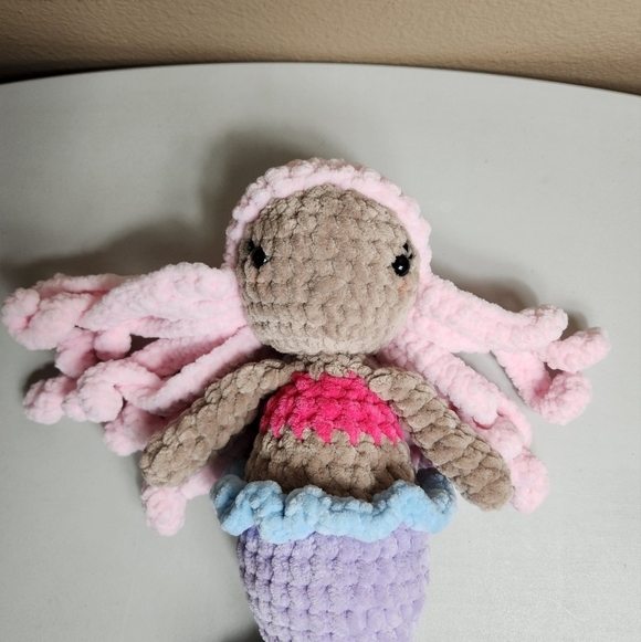 Handknit Chenille Chunky Knit Mermaid Plush 12" - Picture 2 of 6